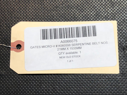 Gates Micro-V # K060598 Serpentine Belt NOS 21mm X 1535mm