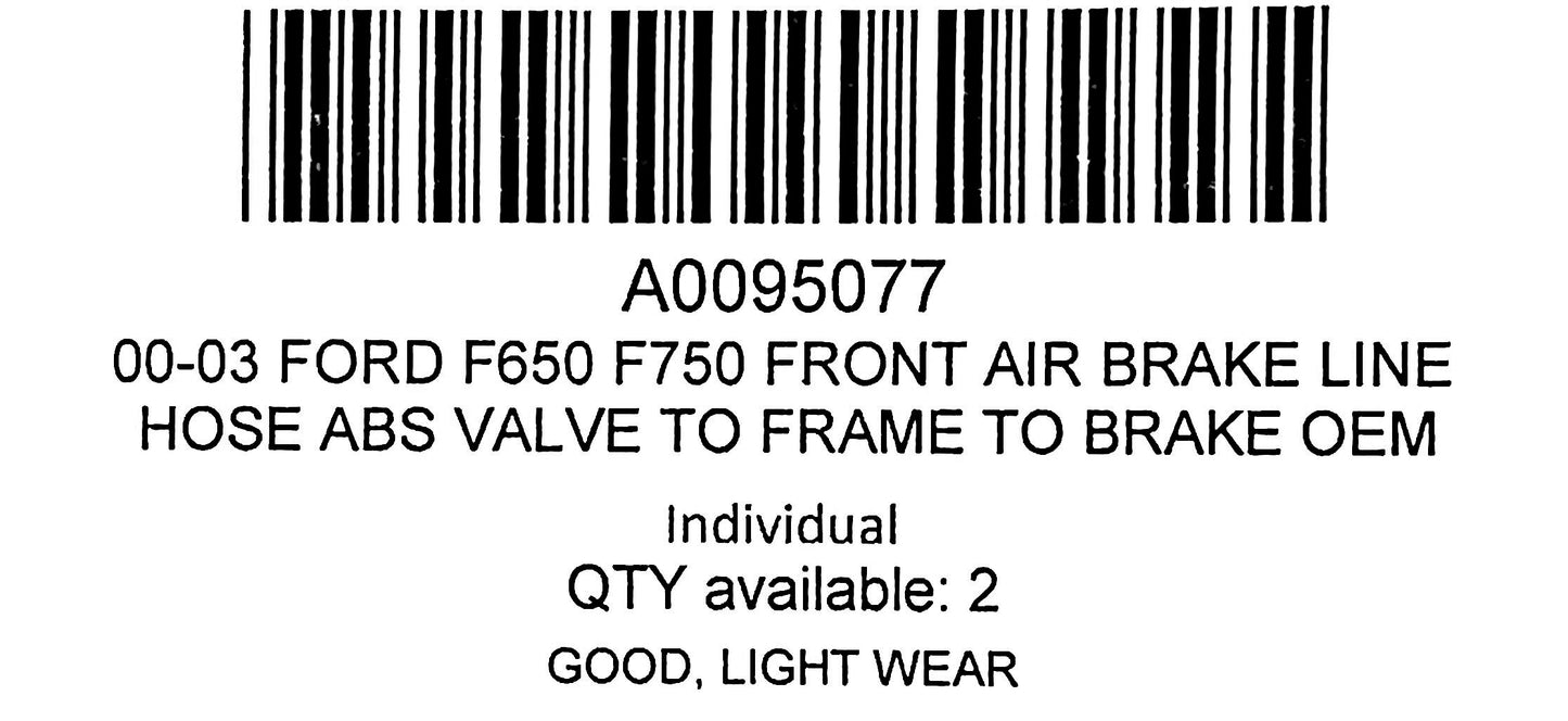00-03 Ford F650 F750 Front Air Brake Line Hose ABS Valve To Frame To Brake OEM