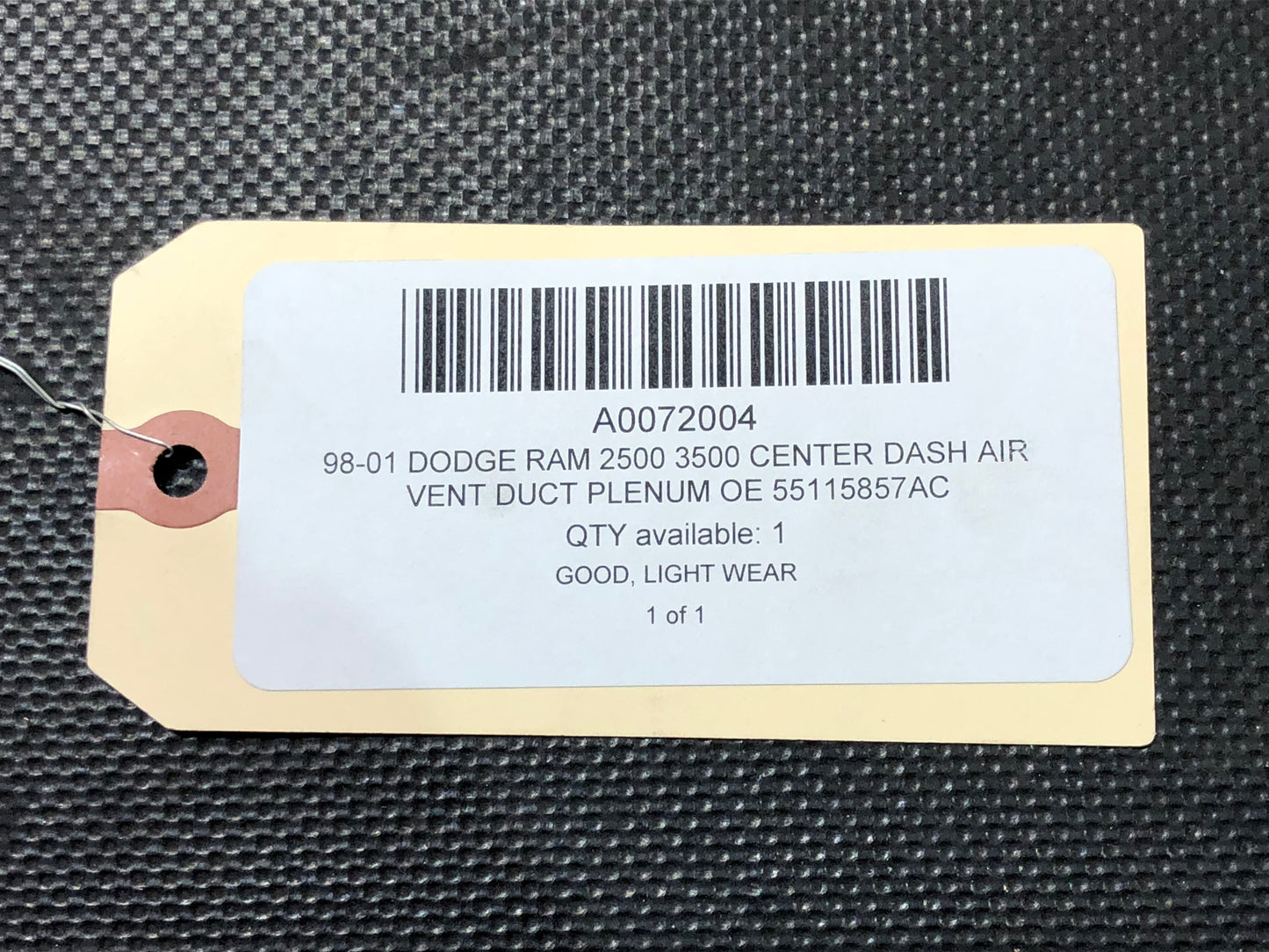 98-01 Dodge Ram 2500 3500 Center Dash Air Vent Duct Plenum OE 55115857AC