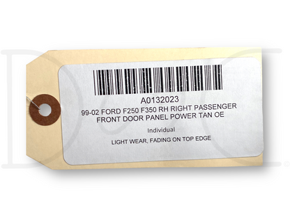 99-02 Ford F250 F350 RH Right Passenger Front Door Panel Power Tan OE