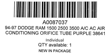 94-97 Dodge Ram 1500 2500 3500 A/C AC Air Conditioning Orifice Tube Purple 38641