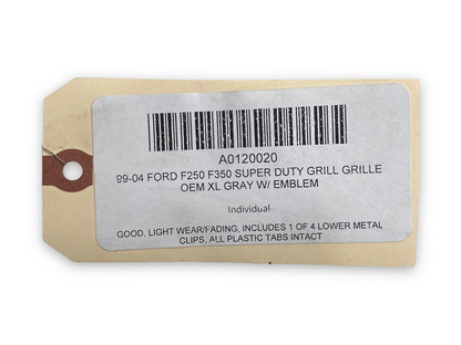 99-04 Ford F250 F350 Super Duty Grill Grille OEM XL Gray W/ Emblem