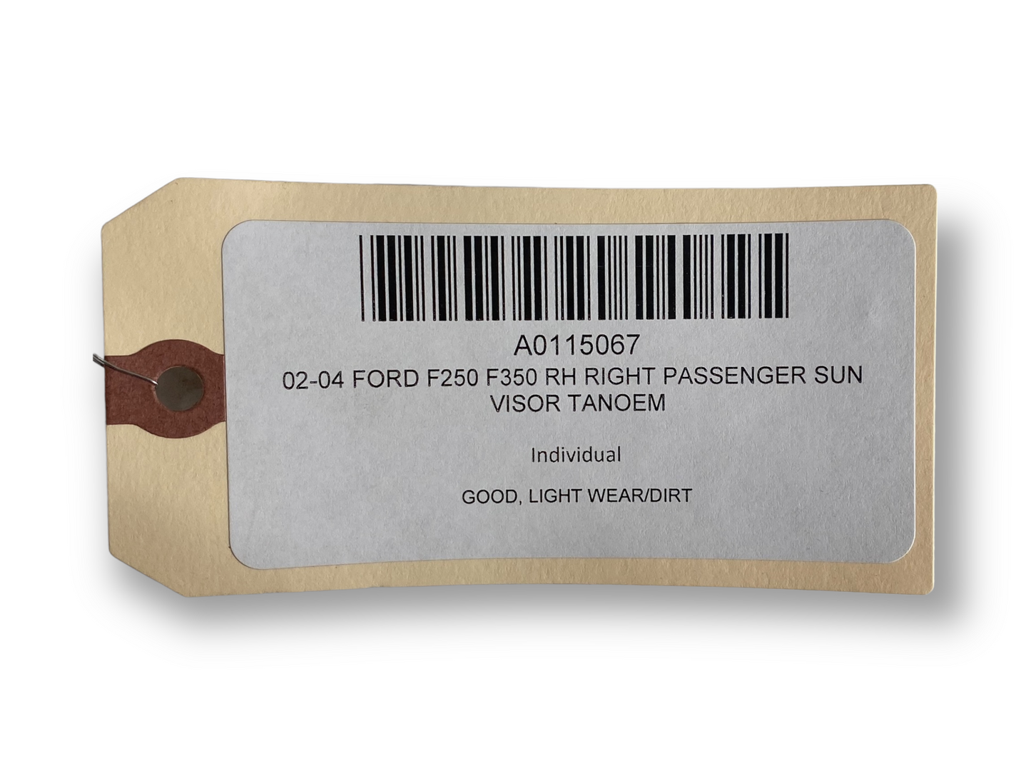 02-04 Ford F250 F350 RH Right Passenger Sun Visor Tan OEM