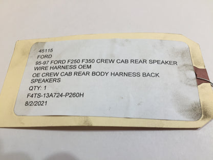 95-97 Ford F250 F350 Crew Cab Rear Speaker Wire Harness OEM