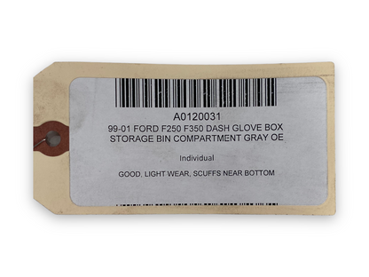 99-01 Ford F250 F350 Dash Glove Box Storage Bin Compartment Gray OE