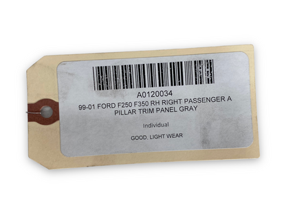 99-01 Ford F250 F350 RH Right Passenger A Pillar Trim Panel Gray