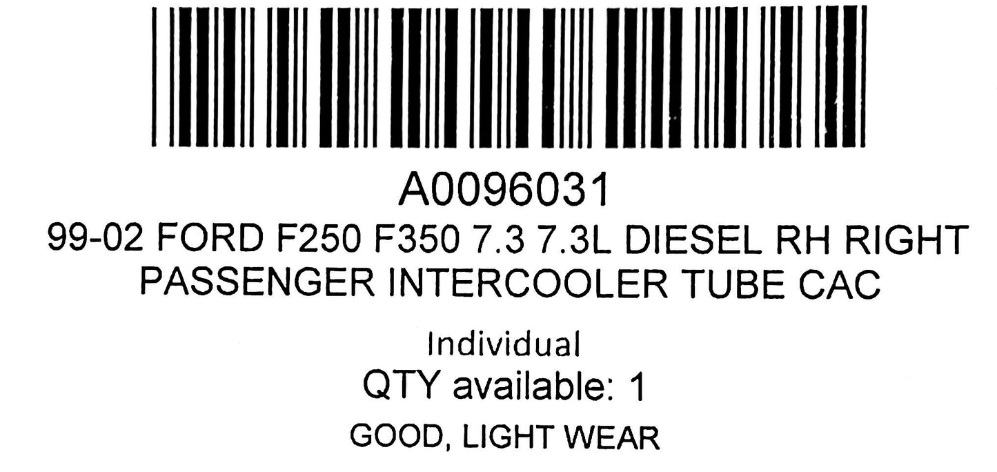 99-02 Ford F250 F350 7.3 7.3L Diesel RH Right Passenger Intercooler Tube CAC