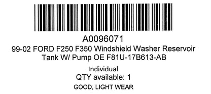 99-02 Ford F250 F350 Windshield Washer Reservoir Tank W/ Pump OE F81U-17B613-AB