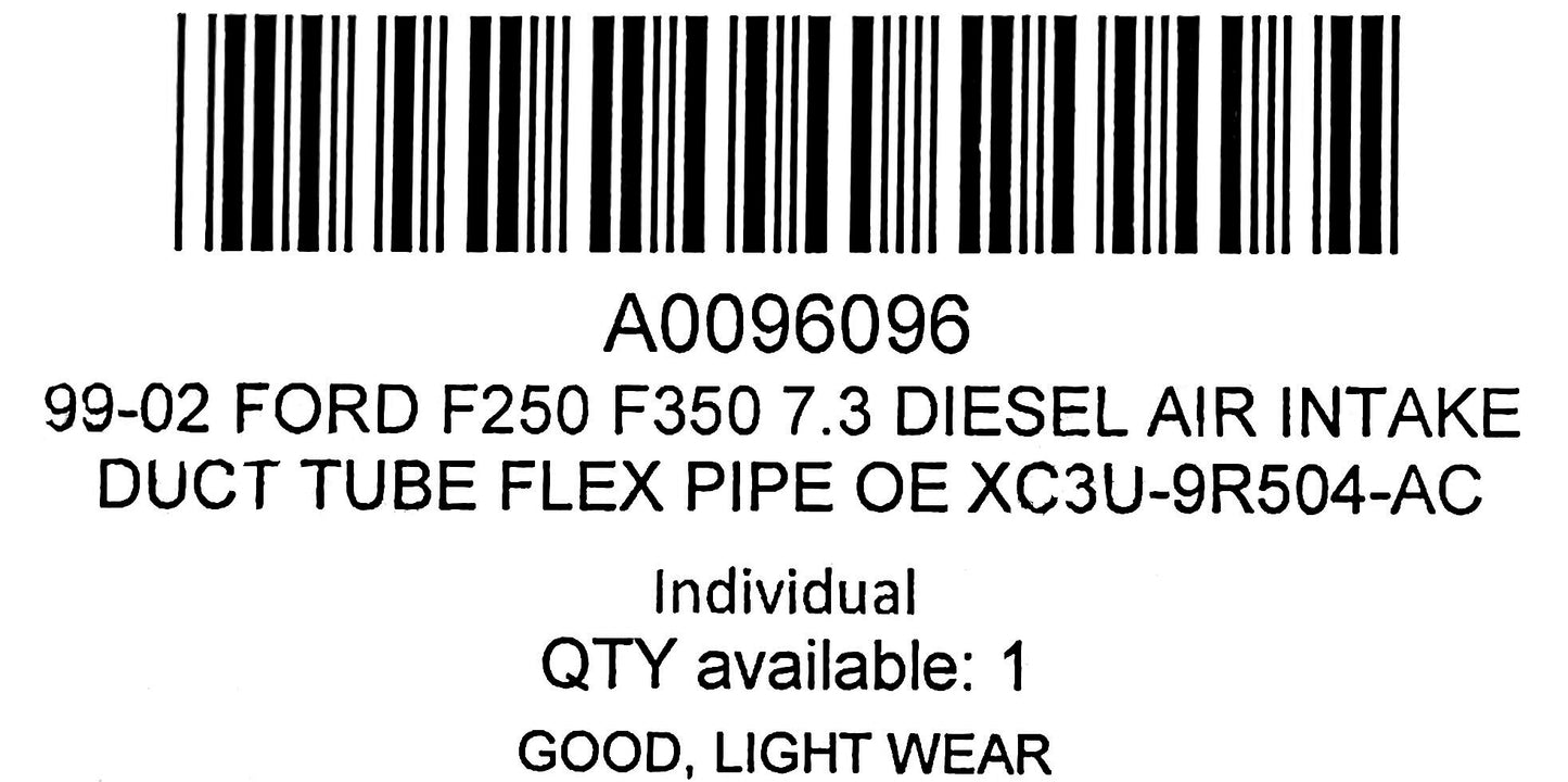 99-02 Ford F250 F350 7.3 Diesel Air Intake Duct Tube Flex Pipe OE XC3U-9R504-AC
