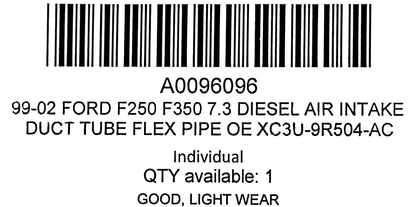 99-02 Ford F250 F350 7.3 Diesel Air Intake Duct Tube Flex Pipe OE XC3U-9R504-AC