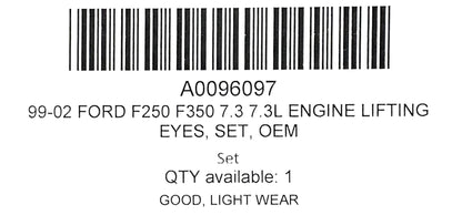 99-02 Ford F250 F350 7.3 7.3L Engine Lifting Eye Set OEM Brackets Eyes