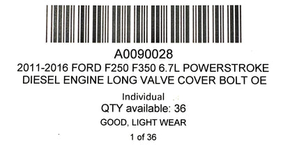 2011-2016 Ford F250 F350 6.7L Powerstroke Diesel Engine Long Valve Cover Bolt OE