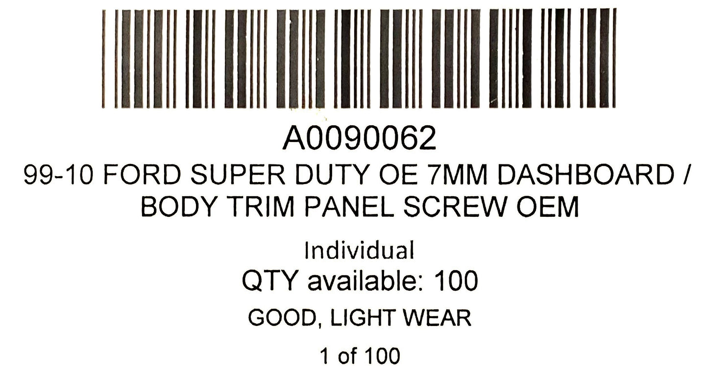 99-10 Ford Super Duty OE 7Mm Dashboard / Body Trim Panel Screw OEM