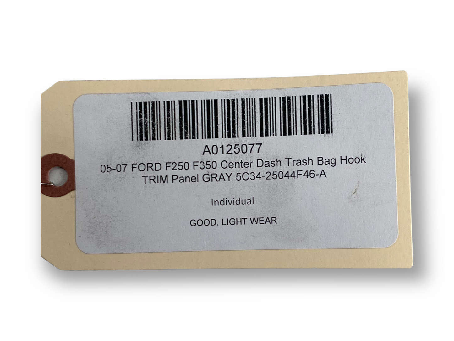 05-07 Ford F250 F350 Center Dash Trash Bag Hook Trim Panel Gray 5C34-25044F46-A