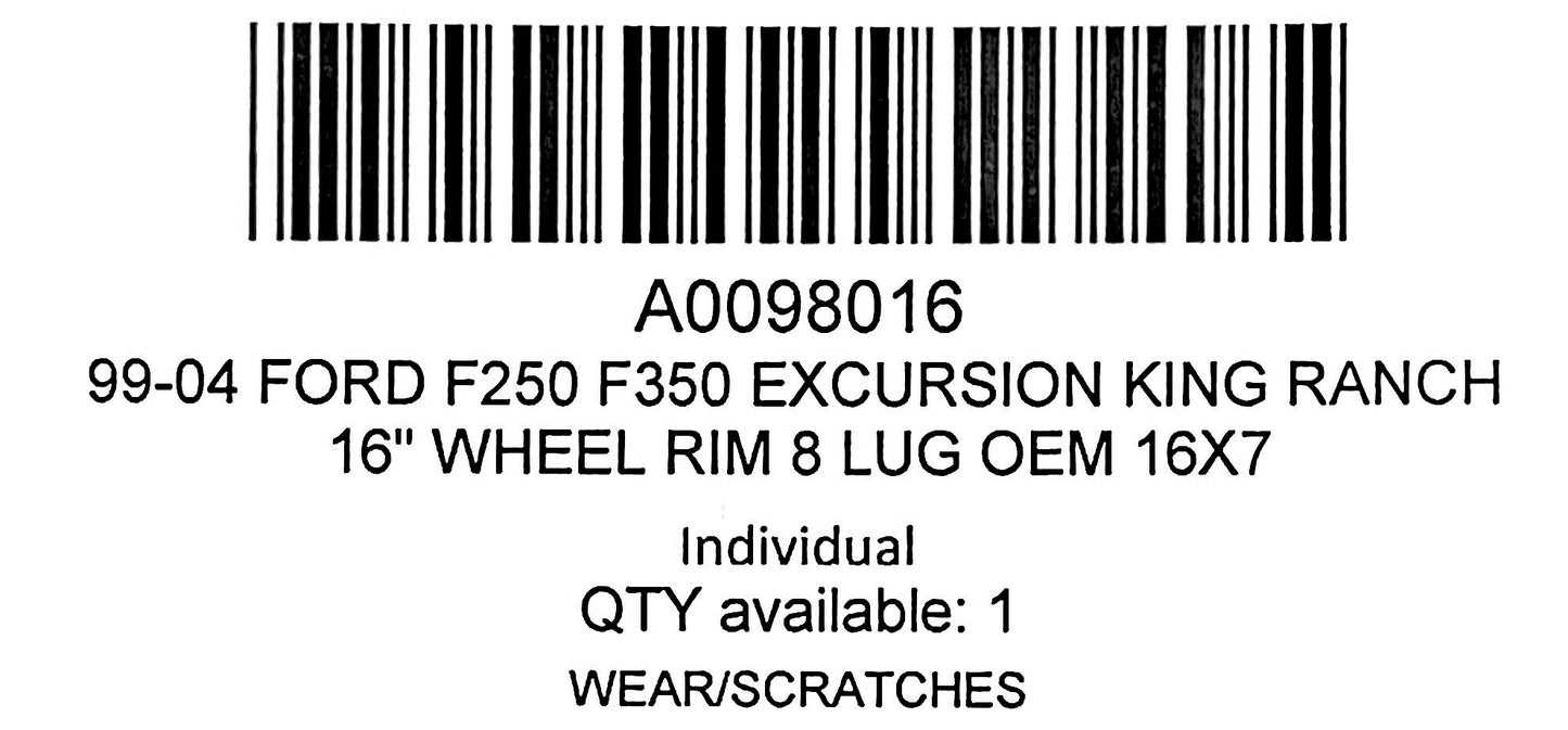 99-04 Ford F250 F350 Excursion King Ranch 16" Wheel Rim 8 Lug OEM 16X7
