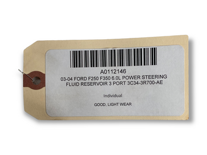 03-04 Ford F250 F350 6.0L Power Steering Fluid Reservoir 3 Port 3C34-3R700-AE