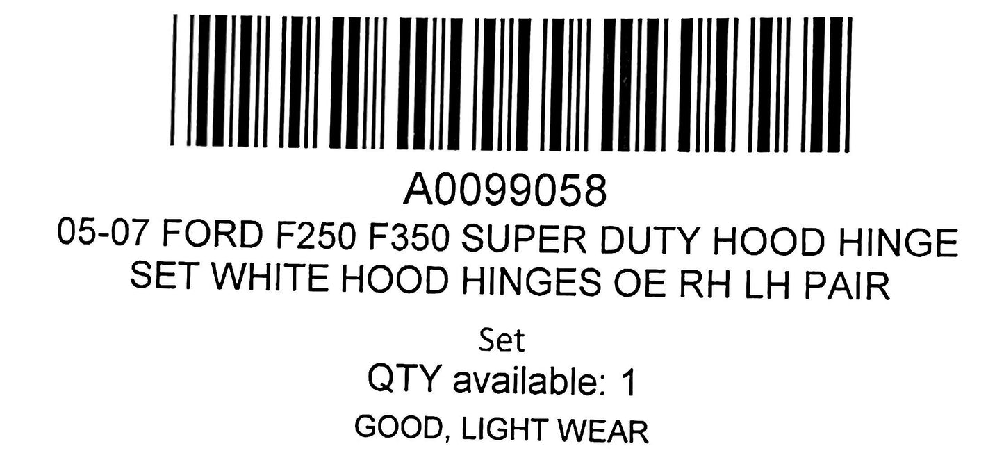 99-07 Ford F250 F350 Super Duty Hood Hinge Set White Hood Hinges OE RH LH Pair