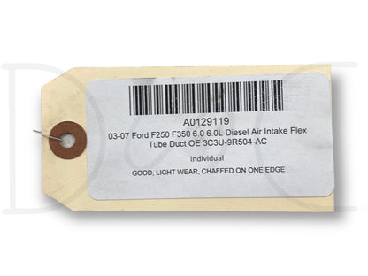 03-07 Ford F250 F350 6.0 6.0L Diesel Air Intake Flex Tube Duct OE 3C3U-9R504-AC