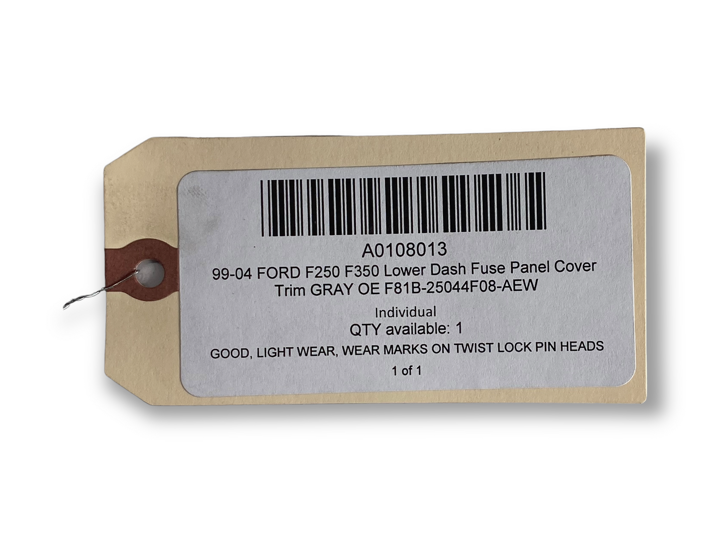 99-04 Ford F250 F350 Lower Dash Fuse Panel Cover Trim Gray OE F81B-25044F08-AEW
