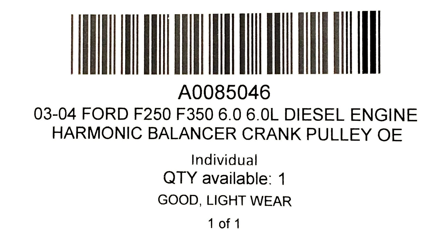 03-04 Ford F250 F350 6.0 6.0L Diesel Engine Harmonic Balancer Crank Pulley OE