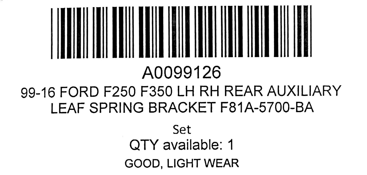 99-16 Ford F250 F350 LH RH Rear Auxiliary Leaf Spring Bracket F81A-5700-BA