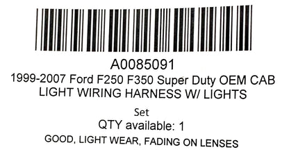 1999-2007 Ford F250 F350 Super Duty OEM Cab Light Wiring Harness W/ Lights